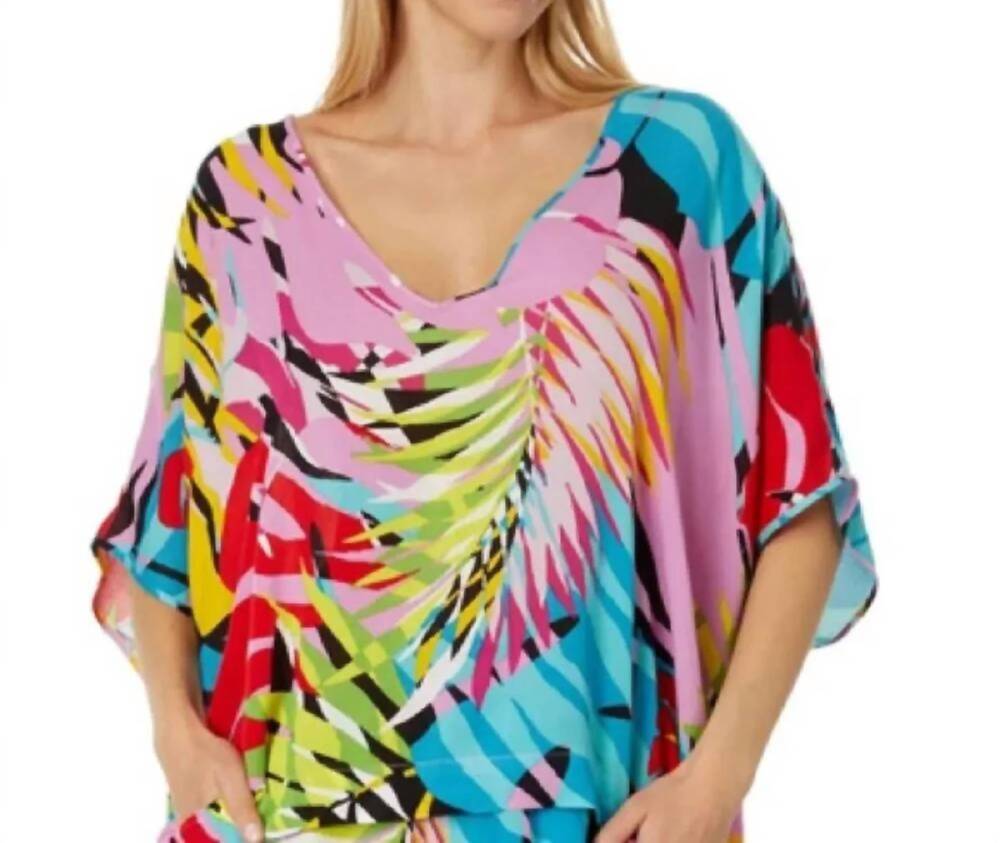 NEW NATORI bora bora tunic caftan top in pink multi